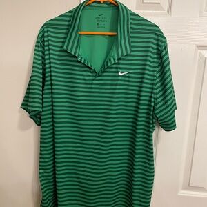 Nike Men's Polo Shirt in Green Stripes 3XL